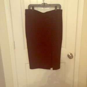 Straight Black Skirt w/Slit